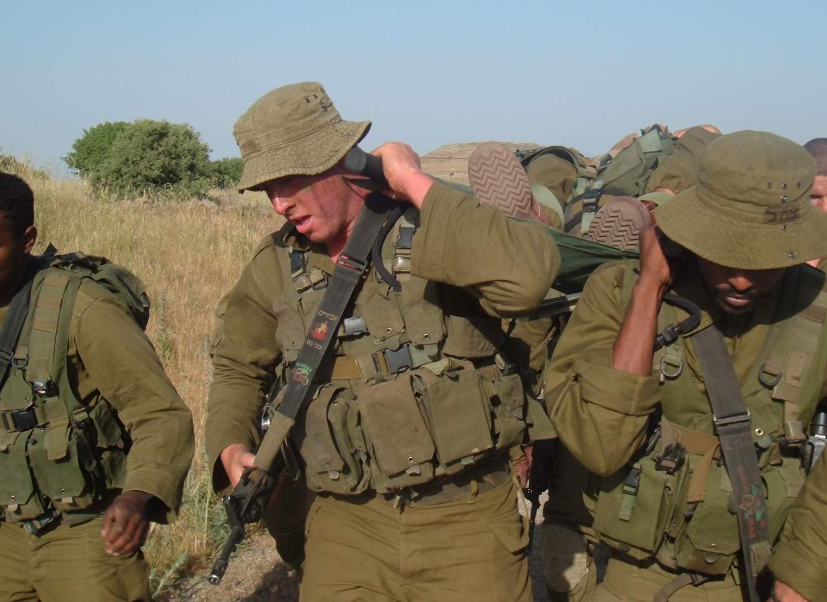 IDF soldiers with a strecher in a field training